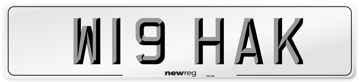 W19 HAK Number Plate from New Reg